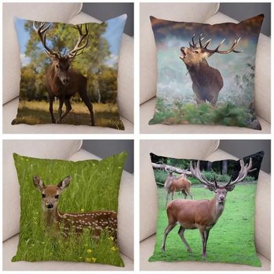 Heimdeko Hirsch in der Natur: Realistische Wildtier-Kissenbezüge Muster Kissenbezug Geeignet für Sofa Schlafzimmer Auto Kissenbezug