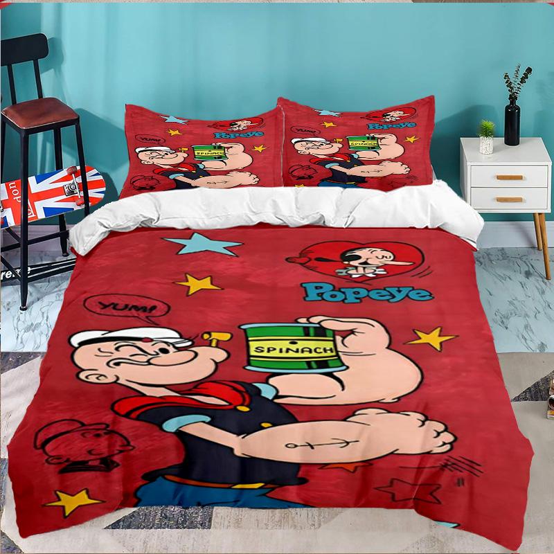 Po-peye And Olive In Action 3PCS Bedding set,Ideal for 1pc Duvet Cover And 2pcs Pillowcases Perfect for Fan gift,Ideal for Bedroom, Dormitory