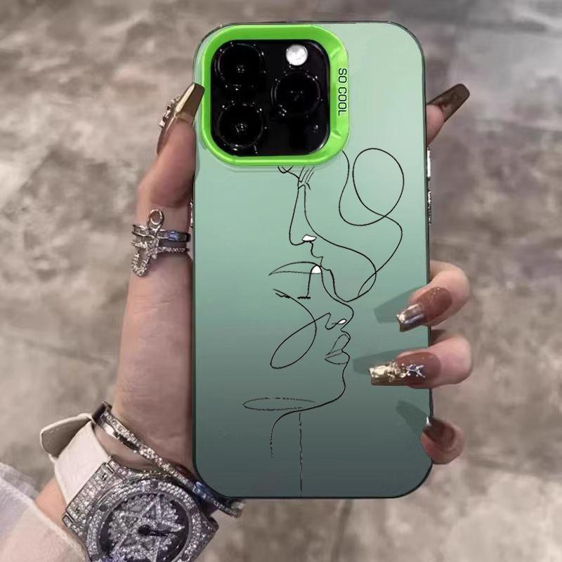 Line Sketch Couple Phone Case For iPhone 17 Cases iPhone 16 15 14 Pro Max 13 12 11 XS X XR 7 8 Plus 16E 17 Air Hard Back Cover
