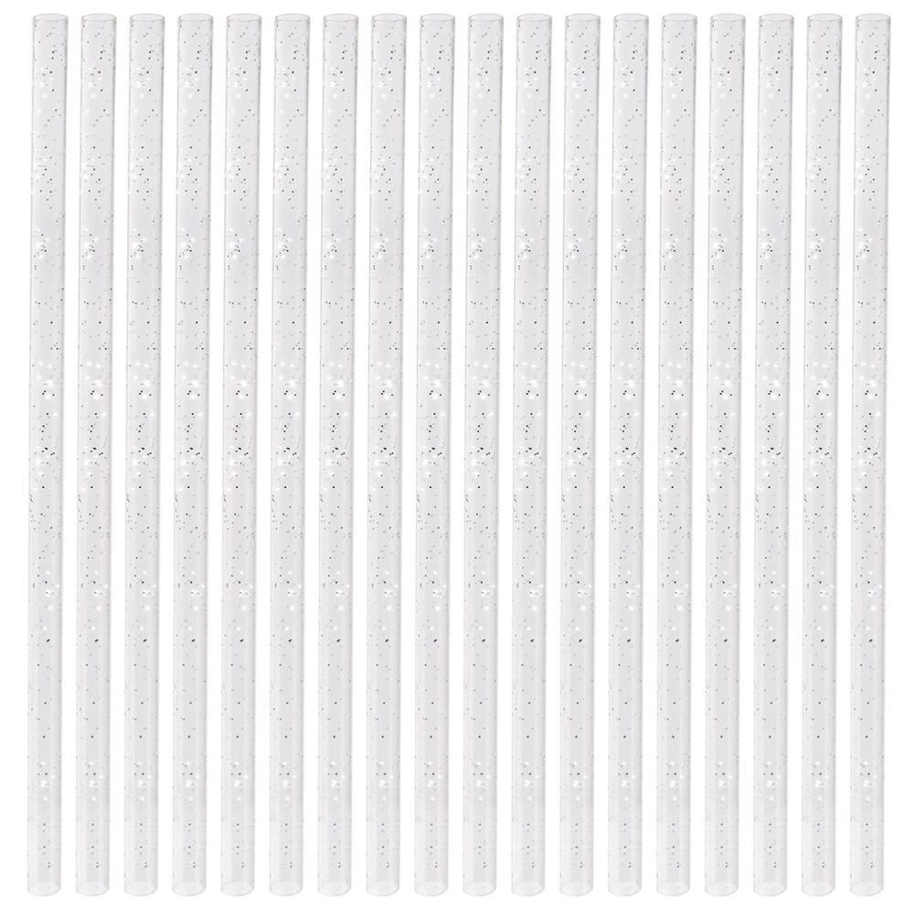 50x Transparent Plastic Reusable Straight Drinking Straws