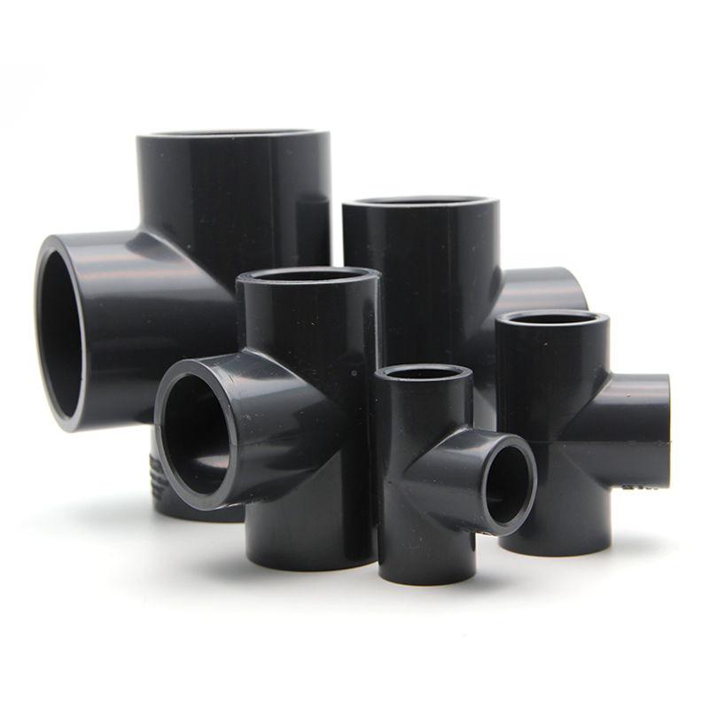 Dark Grey UPVC T-Type Water Pipe Connector for Fish Tanks