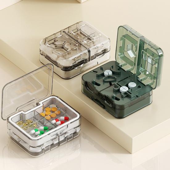 Multi-purpose Pill Cutter with Storage Compartment Double Layers Pill Splitter