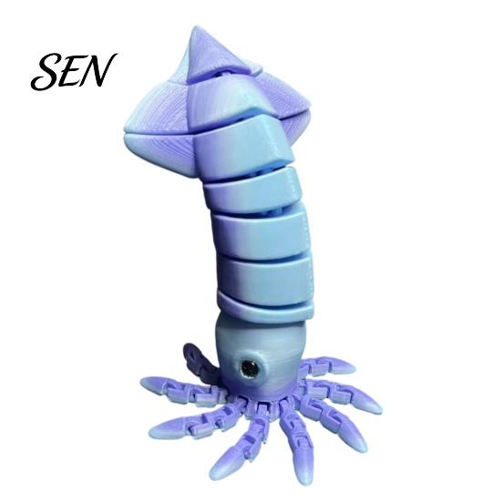 Articulated Squid Models 3D Printed Toy, Movable Joints Figurine, Figurine Simulated Sea Animal Fidget Toy for Desktop Decoration Realistic Life