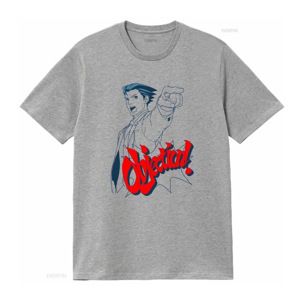 Ace Attorney Phoenix Wright Einspruch Gaming T-Shirt für Männer und Frauen vintage gewaschenes Herren Top für den Alltag lässig weich