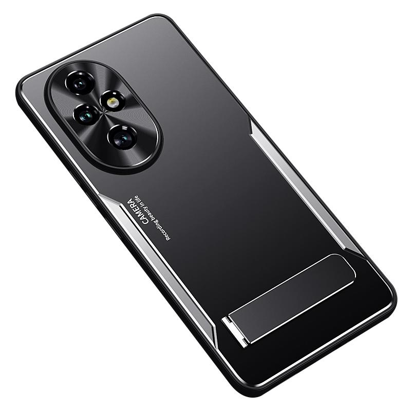 

Для Honor 200 Pro 5G Чехол Алюминиевый сплав+ТПУ Противоударный чехол для телефона с подставкой Silver