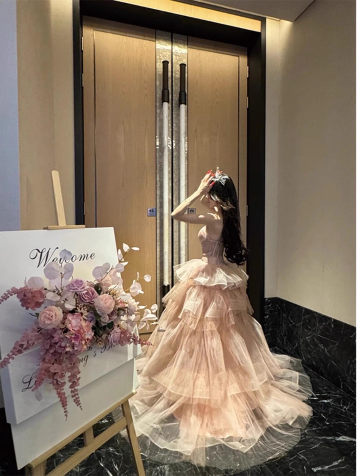 

Платье-бандо женское высококлассное розовое платье для торта на бар-мицву супер фея пышное платье со шлейфом платье на день рождения XXXL