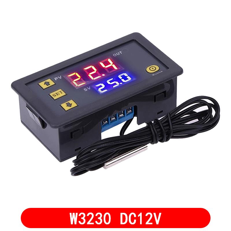 W3230 DC 12V 24V 110V 220V AC Digital Temperature Controller LED Display Thermostat With Heating Cooling Switch NTC Sensor