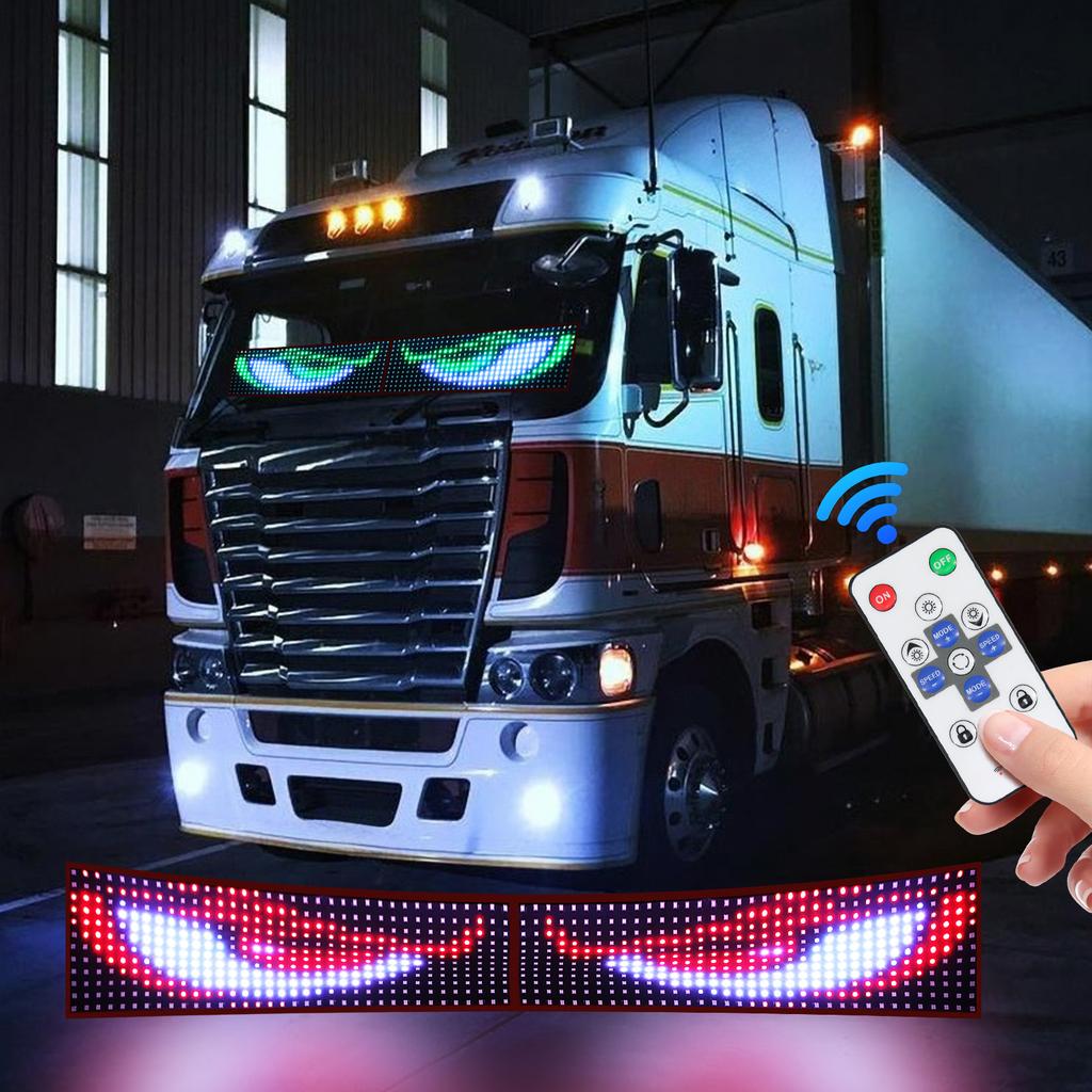 2 Pcs LED Devil's Eye Truck Car Interior Decoration Ambient Light App Control With Remote Custom Text Pattern Lighting 12V 24V