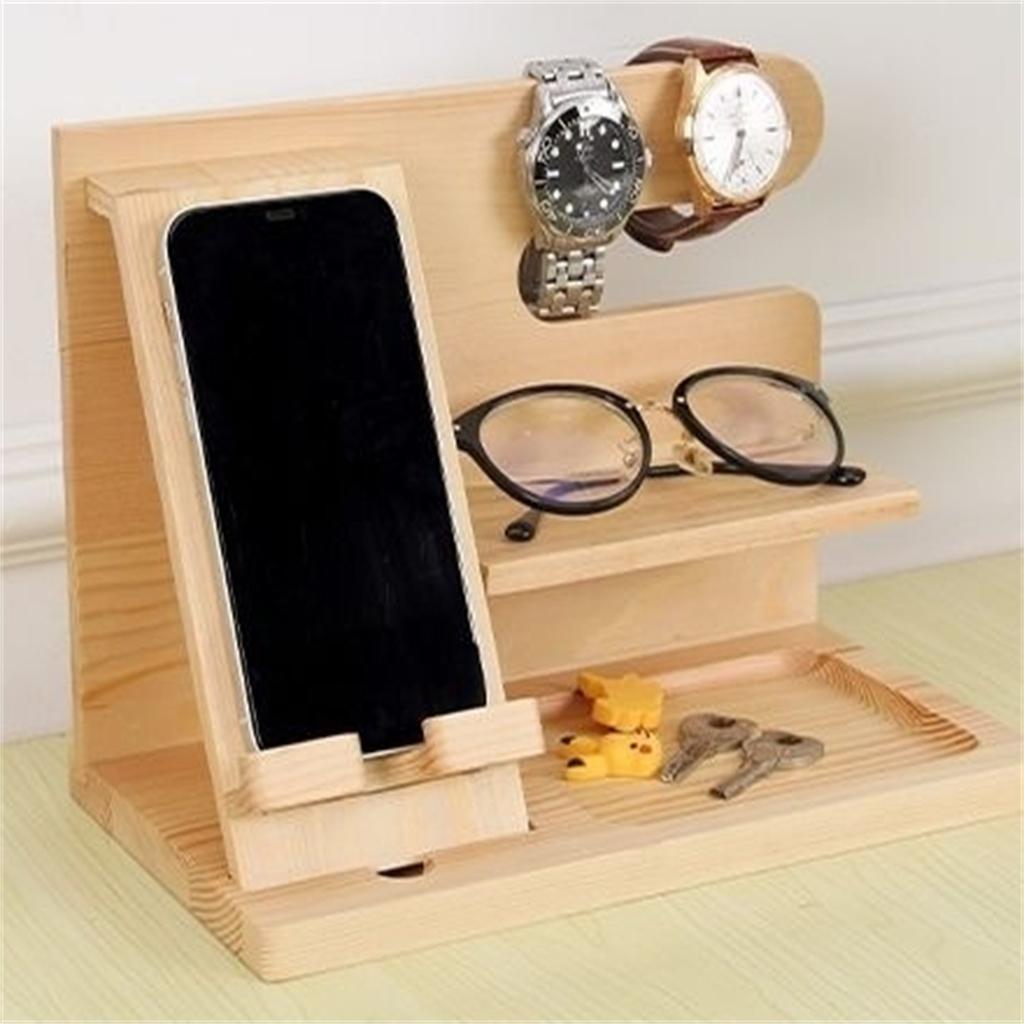 Solid Wood Multi-functional Desktop Charging Mobile Phone Stand