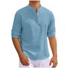 New four-season men's shirt long-sleeved stand-up collar open button shirt men's casual shirt top