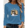 Christmas women's round neck long sleeves - Christmas snowman leopard print Christmas tree print, loose fit, machine washable