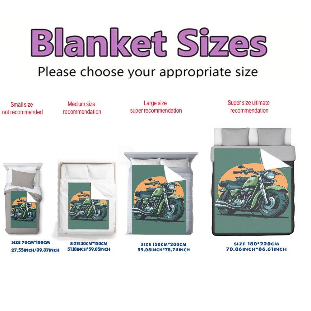 Motorcycle Print Flannel Throw Blanket Bold Design Soft Cozy Fleece for Home Office Sofa Ride Gift 150x200cm