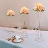 Elegant Gold Table Centerpiece Flower Stand Set of 3 - Modern Hourglass-Shaped Iron Floor Vases - Versatile Wedding Aisle Decor