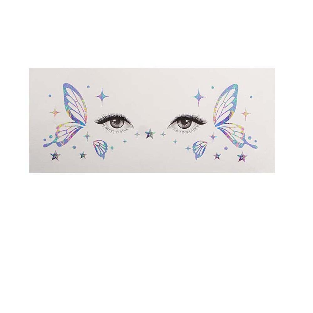 Star Heart Glitter Butterfly Face Tattoo Realistic Face Temporary Tattoo Dance Performances