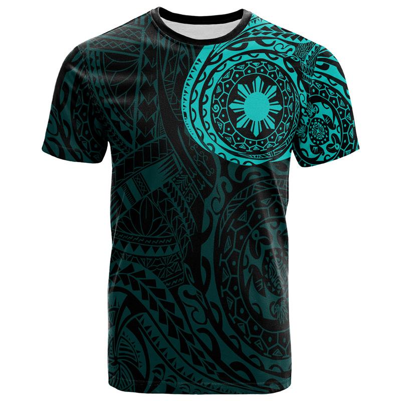 Huiteng10 Vintage 3D Printed Philippines National Emblem T Shirt Philippines Maori Tribal Styles Graphic Tee Shirts Fashion Short Sleeves 5XL