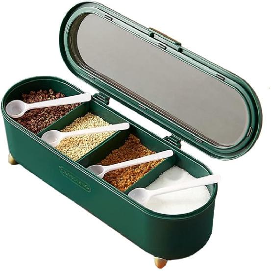 

Банка для приправ в скандинавском стиле, креативная коробка для приправ, многосекционная бытовая бутылка для приправ, коробка для хранения приправ, банка для сахара и глутамата натрия, солонка Green,orange,white