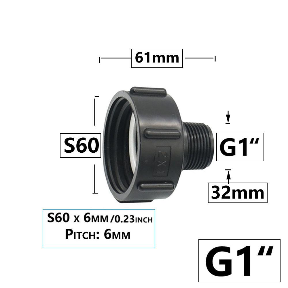 

Адаптер для бака IBC S60 x 1/2 3/4 1 1,5 2 63/75/80/100 мм резьбовое соединение Ton Barrel Connect 1000 литровое соединение для бака IBC