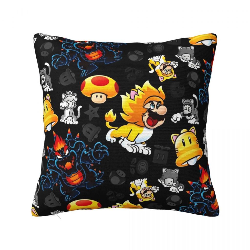 Marios Square Pillowcases Polyester Seat Luigi Mushroom Yoshi Cushion Cover Funny Pillow Cover 45*45