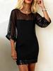 New Season Women's Fashion Sexy Mesh Lace Sequined Slim Fit Dress