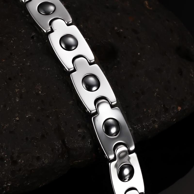 Ikuinen Couple Tungsten Bracelet for Men Women Hematite Health Energy Chain Link Bracelet Lovers Wristband Magnetic Bracelet Benefits