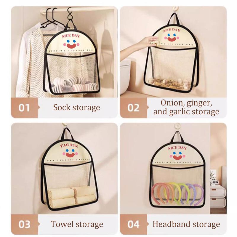 Underwear Storage Bag Wall Hanging Breathable Mesh Bag Socks Storage Bag Wardrobe Organizer Toy Doll Storage Bag With Hook