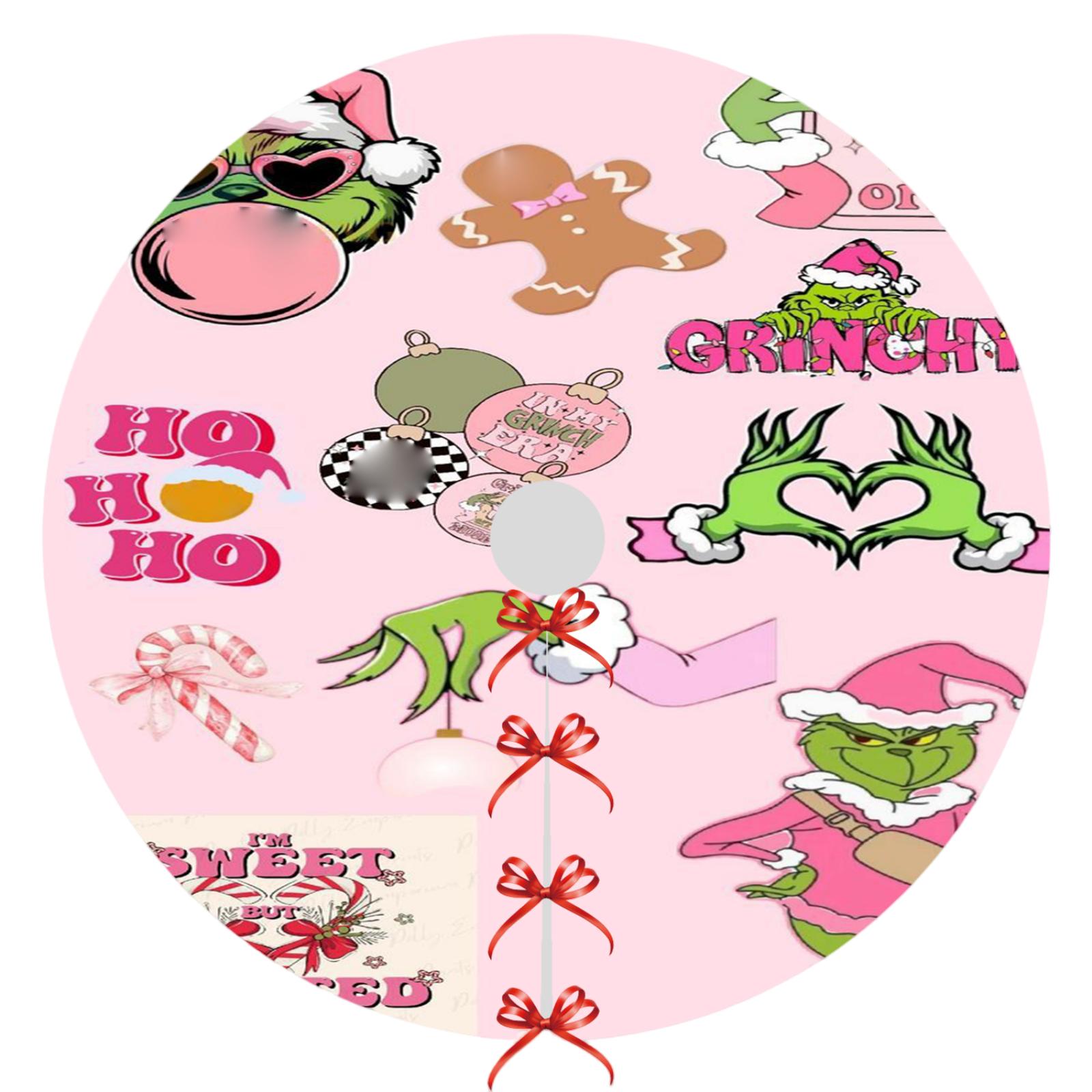 

Christmas Tree Skirt Festive Atmosphere Decoration Digital Print Pattern Imitation Linen Fabric Tree Skirt One Size