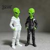 Smooth Surface Alien Figurine Collectible Hoodie 3D Statue Model Wearing Printed Green Figure Sculpture Sci-Fi Desktop Decoration Gift for