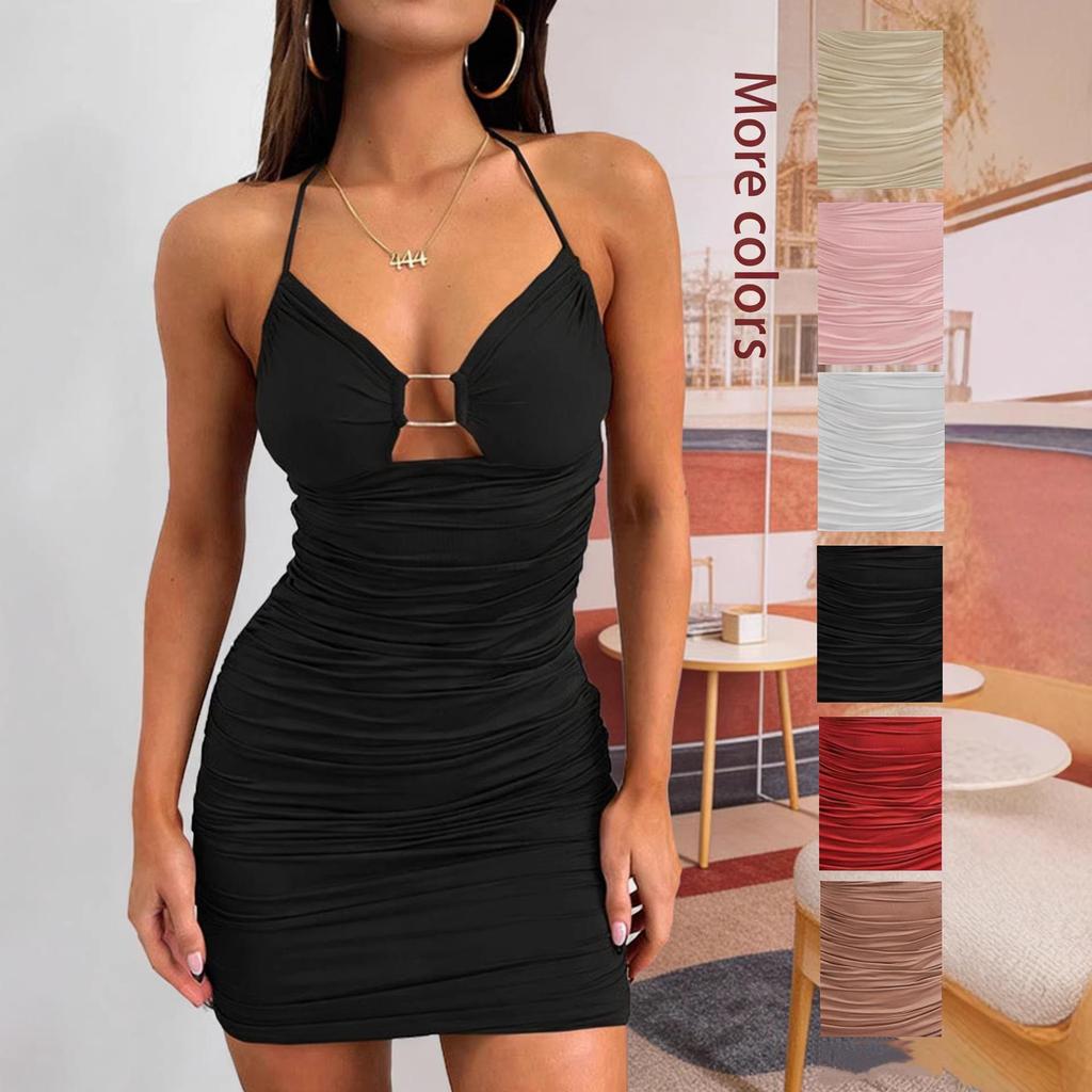 2026 Summer Women's Sexy Spaghetti Strap Bodycon Dress - European & American Fashion