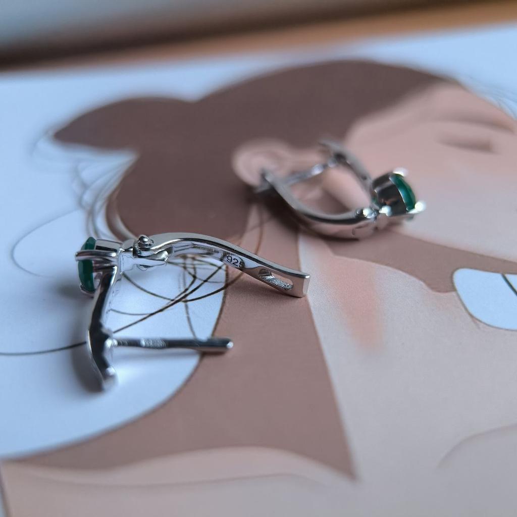 Серебряные серьги с натуральным агатом 1.144ct (2189619)