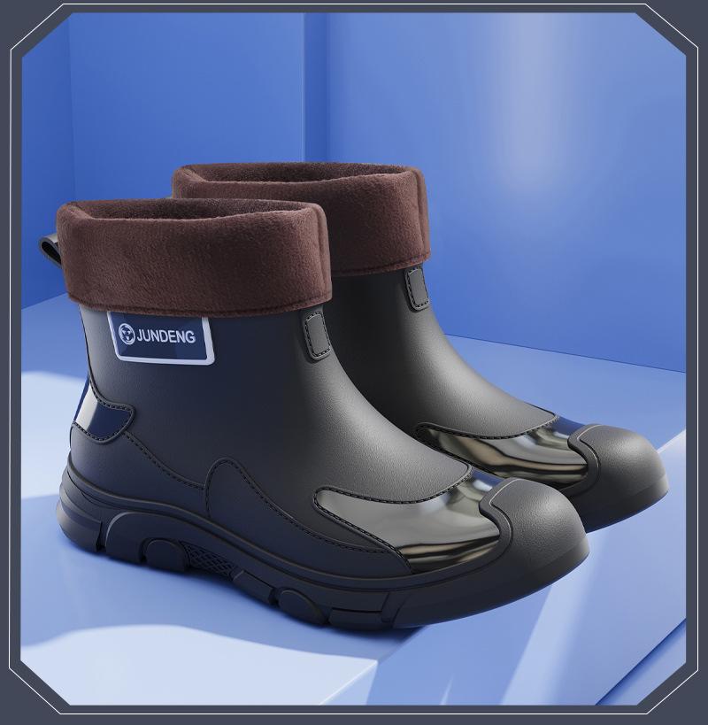 Cross-Border Fashion Men's Short Rain Boots - Trendy, Cool, Warm Rubber Wading Shoes for Outdoors