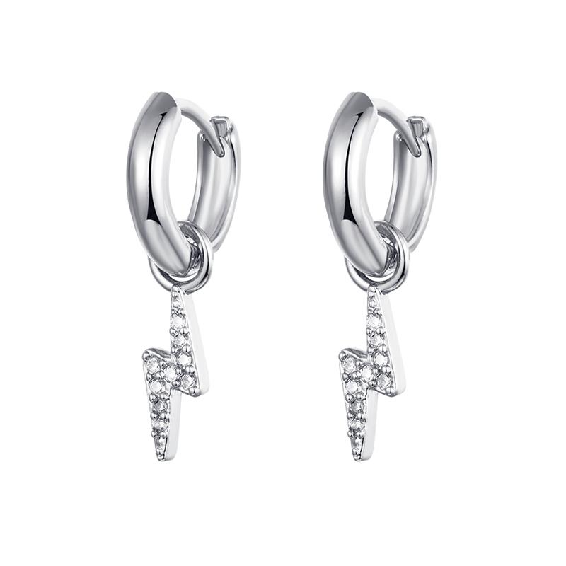 Stainless Steel Crystal Zircon Lightning Cross Hoop Earrings For Women Cartilage Earrings Piercing Jewelry New