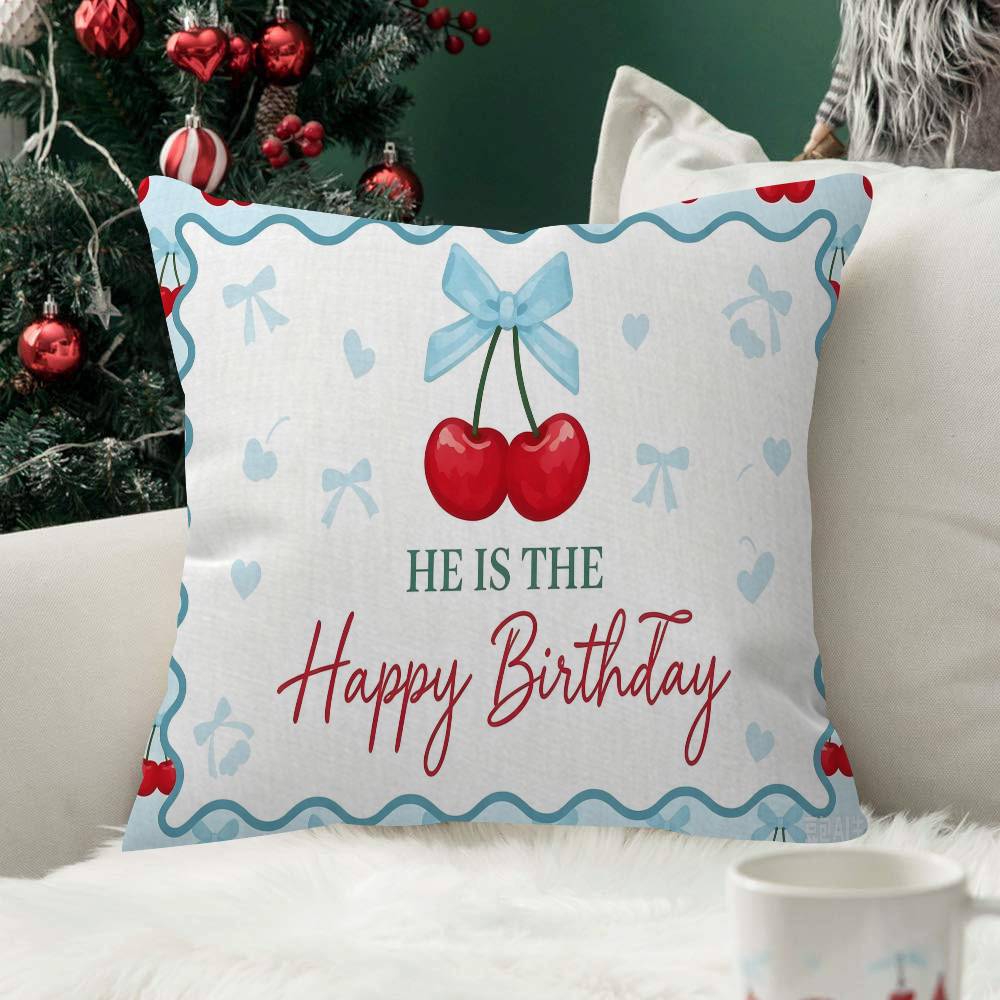 Pink Cherry Cherries Butterfly Pillow Case Plush Fabric Soft Double Sided Print Sofa Cushion Cover Throw Pillow Covers