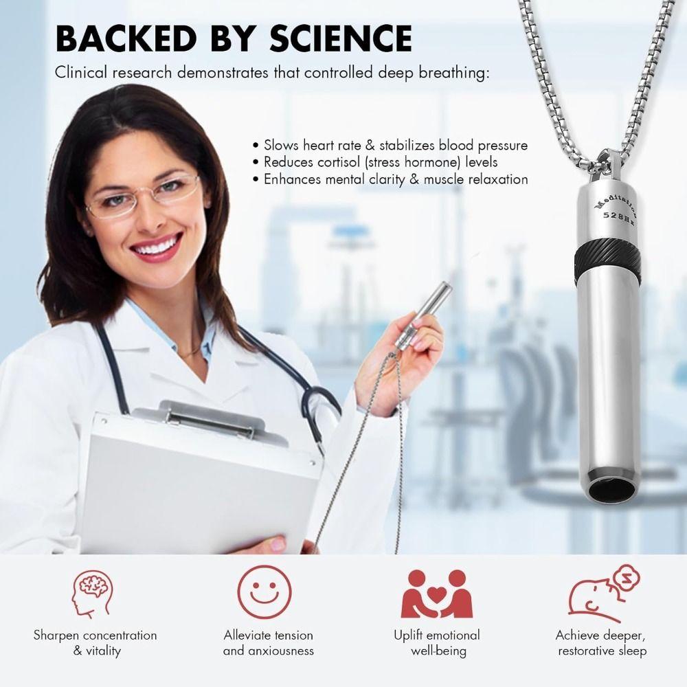 Stainless Steel Breathing Resistance Whistle Necklace Yoga Meditation Necklace  Female Lady Girl