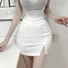 Korean Dongdaemun High Waist Sexy Slim-Fit Short Skirt with Lining and Small Slit