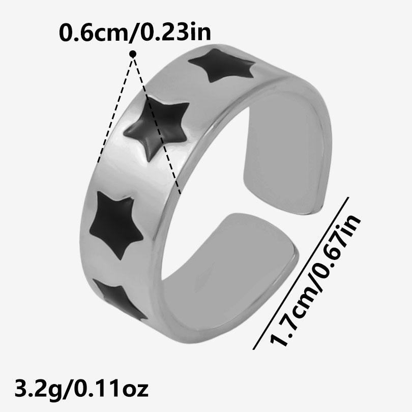 Different Style Silver Color Ring Black Oil Drop Open Adjustable Stainless Steel Rings For Women Men Accessories Enamel Jewelry