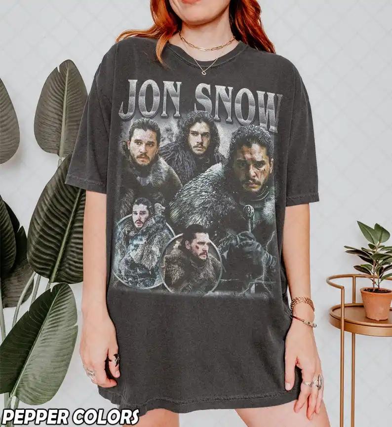 2026 New Vintage Jon Snow Movie Comfort Cotton T-shirt Men Women Oversized Graphic Crew Neck Fashion Casual Short Sleeve T-shirt