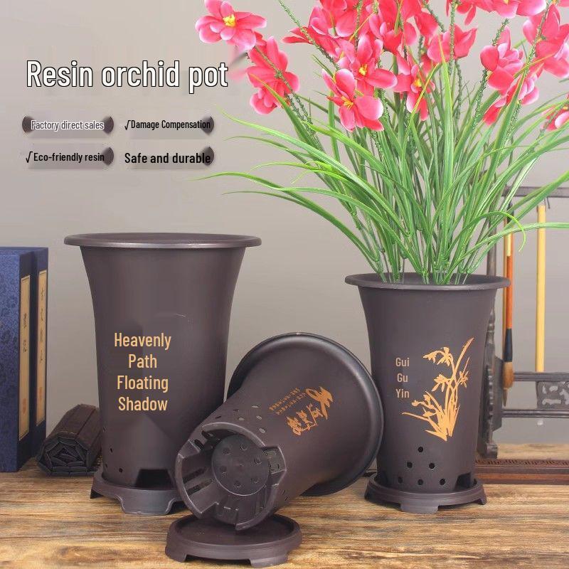 Orchid Clivia Imitation Ceramic Resin Plastic Flower Pot for Home Use