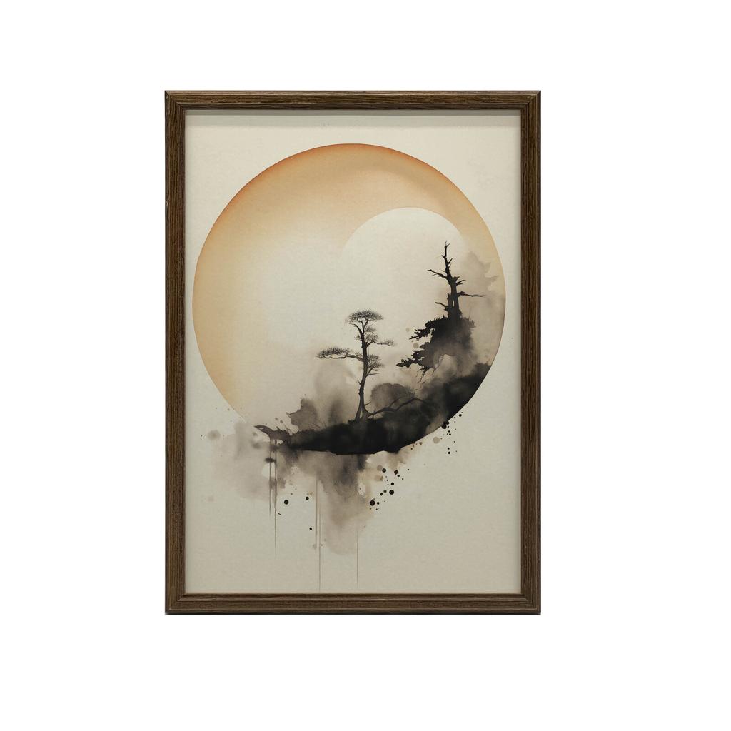 Zen Circle Zen Circle, 50X70 Cm, Dark Brown Wooden Frame, 230 Gsm Matte Paper