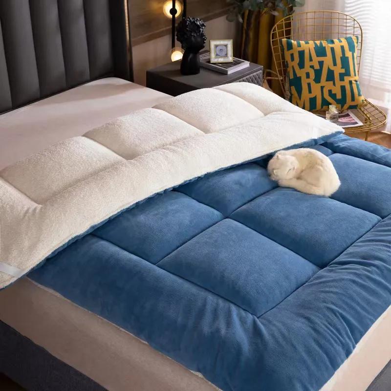 WTEMPO Warm Winter Single Student Dormitory Mattress Solid Color Soft Thickened Plush Mattress Cushion Home Tatami Double-sided Bed Mattress Quilts
