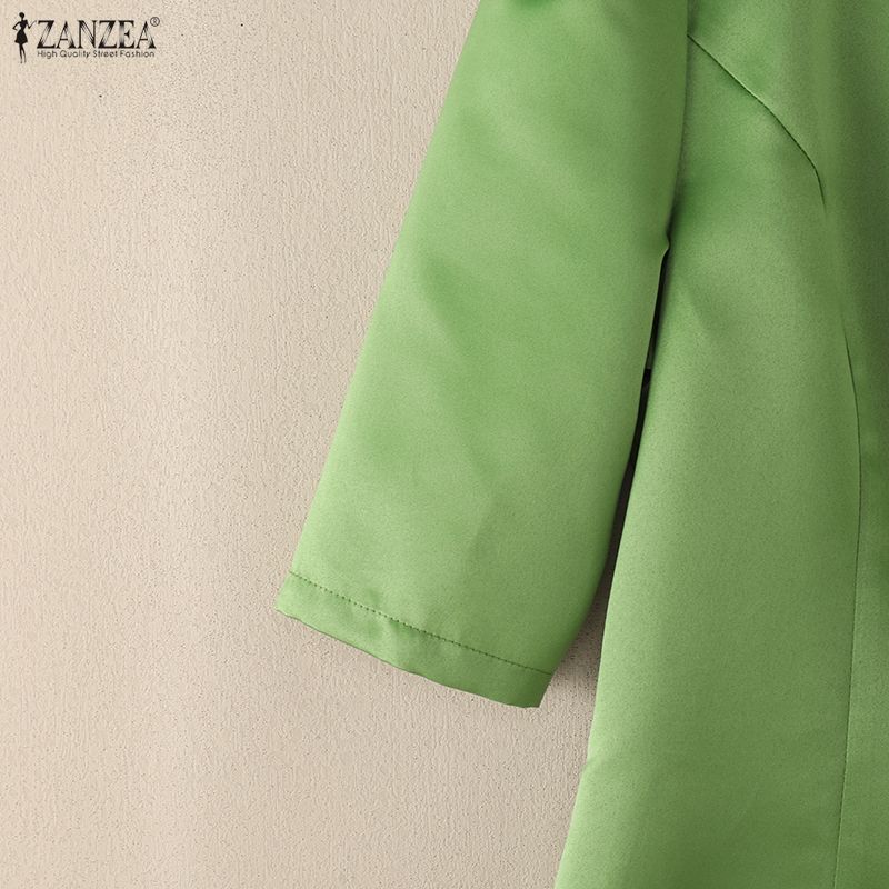 ZANZEA Women Casual Round Neck Solid Color Half Sleeve Blouse