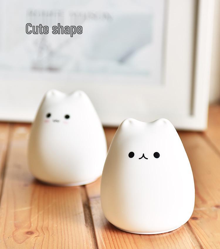 Mini Kitten LED Silicone Night Light: Colorful Cartoon Atmosphere Lamp for Kids.