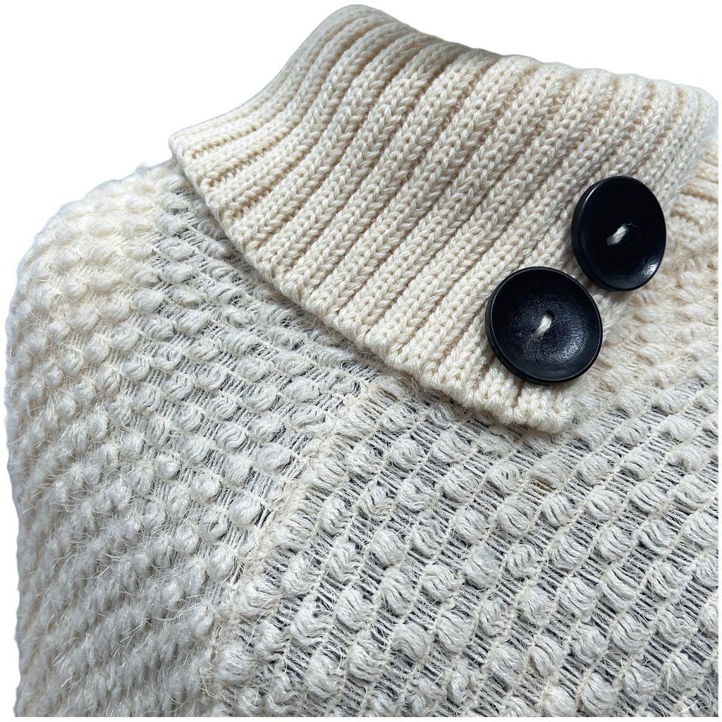 Autumn/Winter High Neck Buttoned Tassel Women's Cape: Warm European & American Fashion Knitted Sweater Shawl