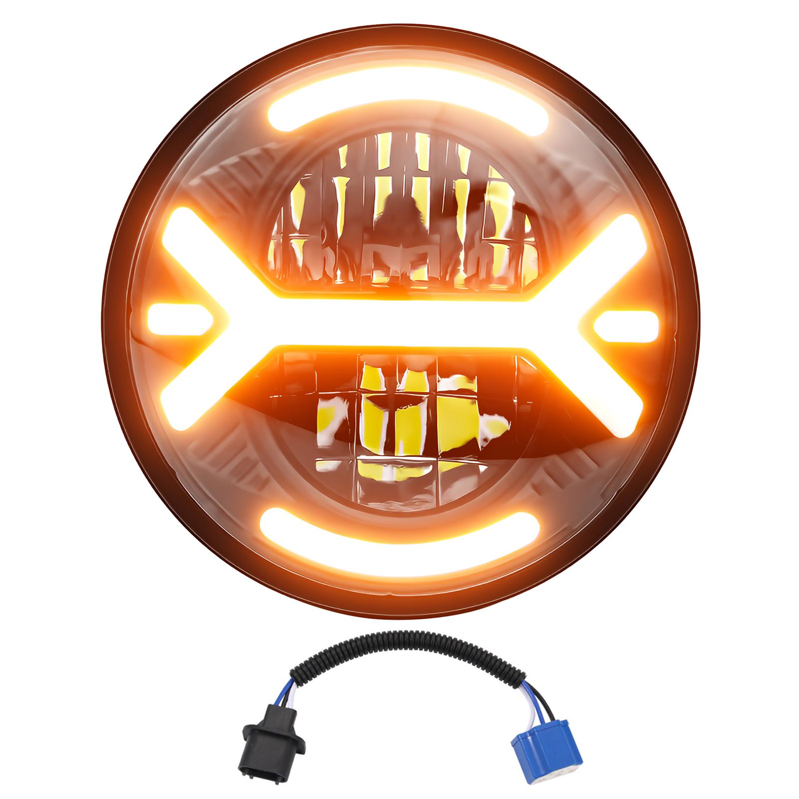 

1 шт. Фара для мотоцикла, 5,75-дюймовая круглая светодиодная фара с поворотником DRL, ближний и дальний свет