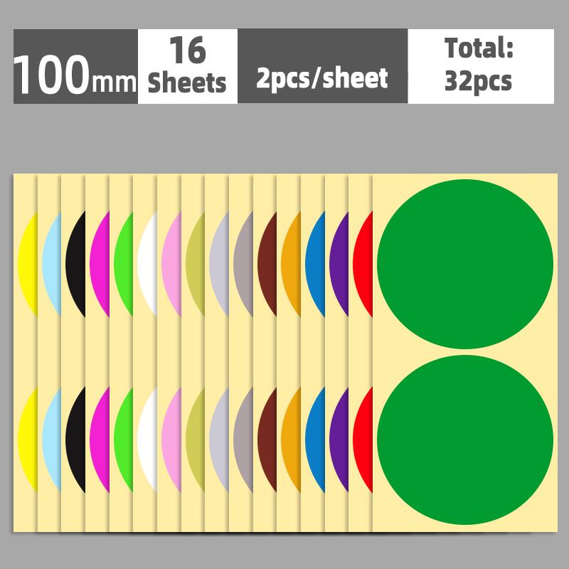 

6mm-100mm Self Adhesive Dot Labels Stickers 16 Sheets Multi-Color and Size Circle Round Stickers Scrapbook Office School Supply