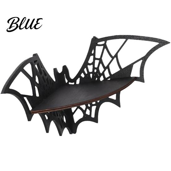 Wall Mounted Organizer Halloween Bat Corner Shelf Decorative Wooden Mount Display Dark Academia Decor Spiderweb Design Gothic Floating Rack for Home,