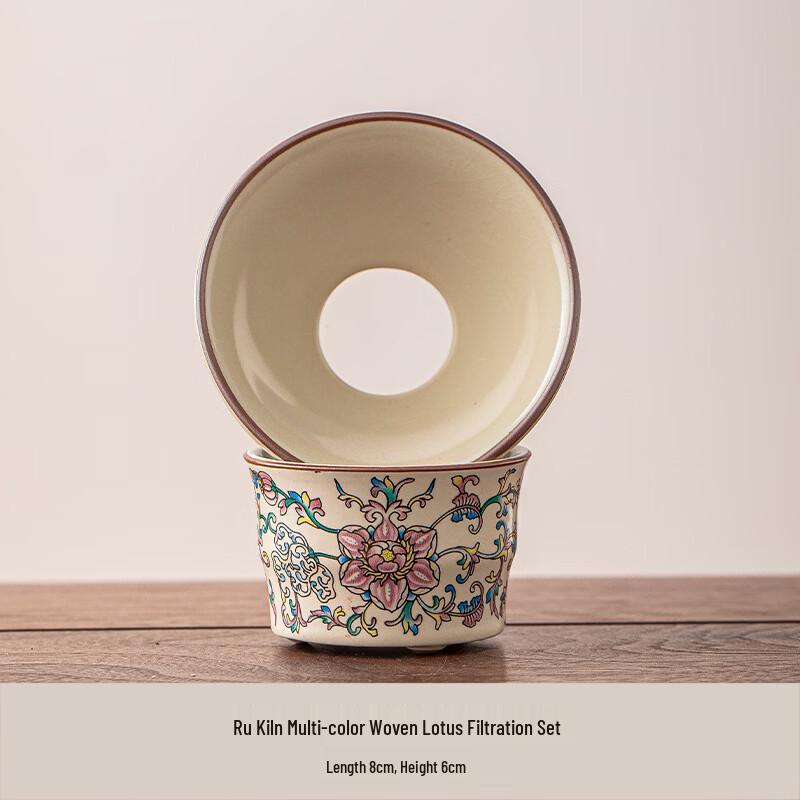 Chaxun Ru Kiln Colorful Lotus Gongfu Tea Filter Set