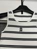 2026 Summer Rhinestone Letter Striped Knit Round Neck Vest - Slimming Versatile Top for Women