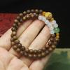 Natural Wood Double Strand Beaded Bracelet, Handmade Ethnic Jewelry for Men Women