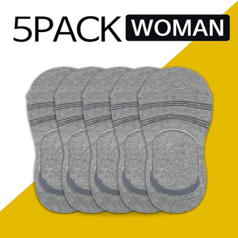 [Set of 5] Women s Non-Slip Slippers - Striped Gray Striped gray