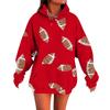 Ladies' Loose Comfortable Casual Fashionable Rugby Print Hooded Sweatshirt